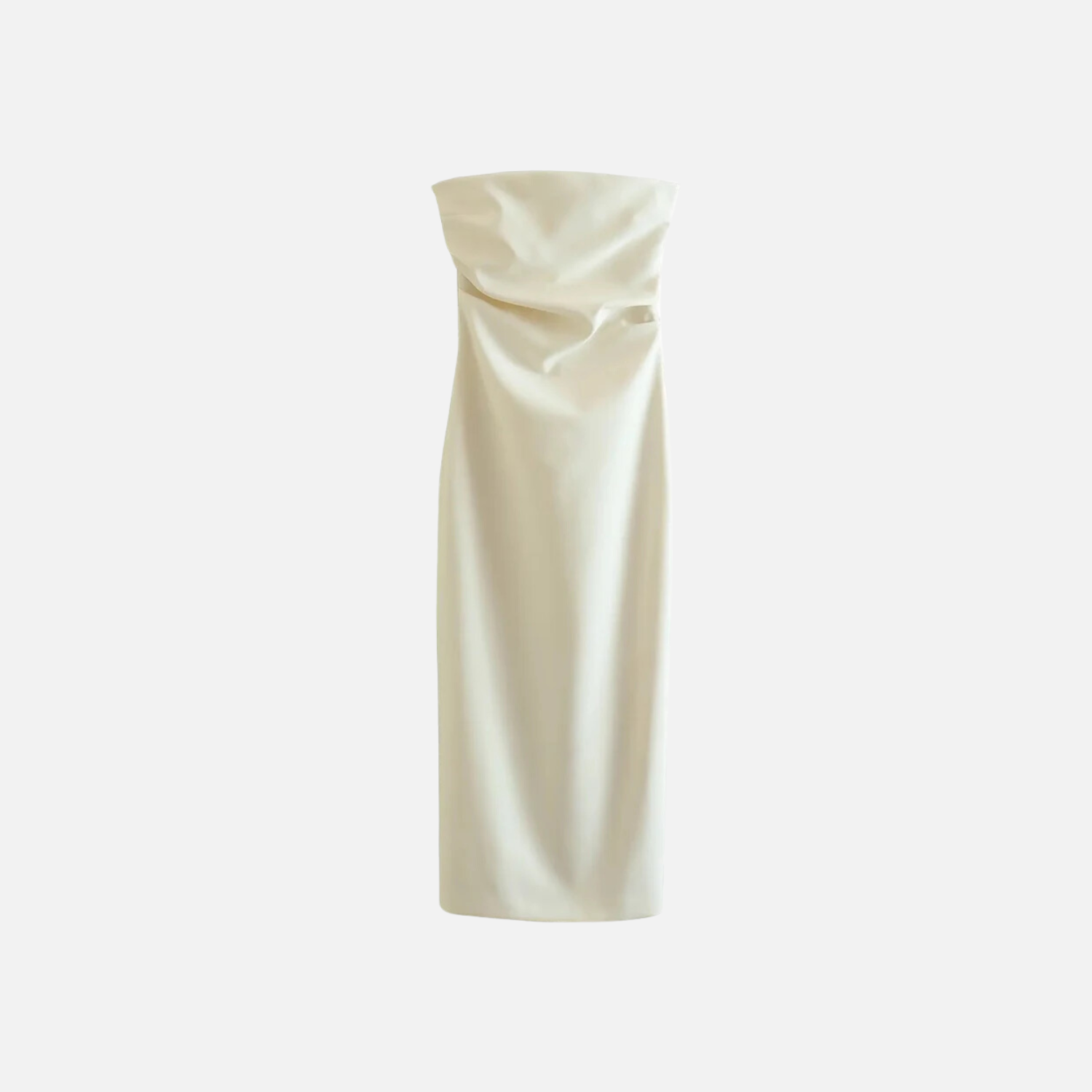 Schulterloses Midikleid mit geradem Ausschnitt und Rückenschlitz