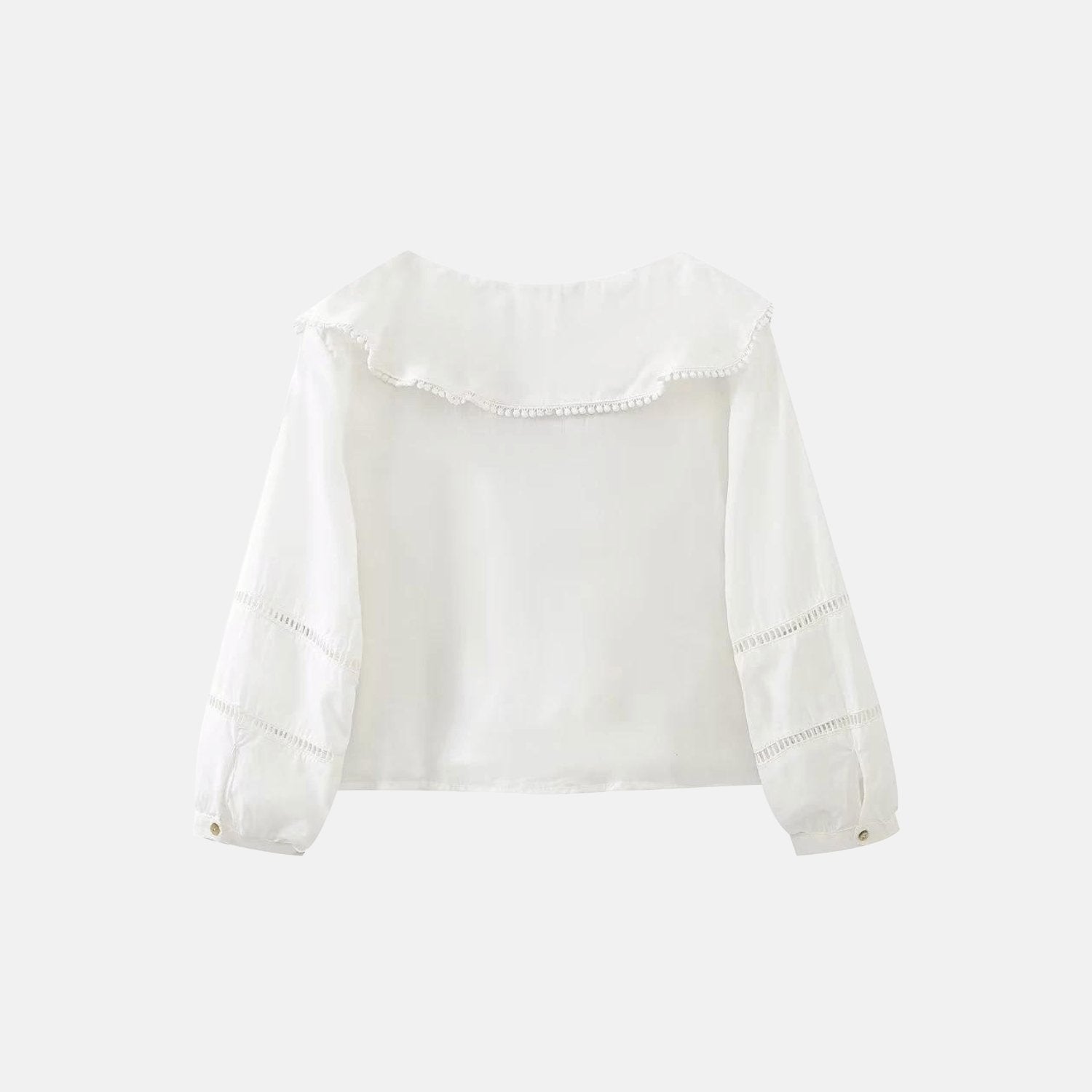 Baumwollbluse mit V-Ausschnitt und Rüschen