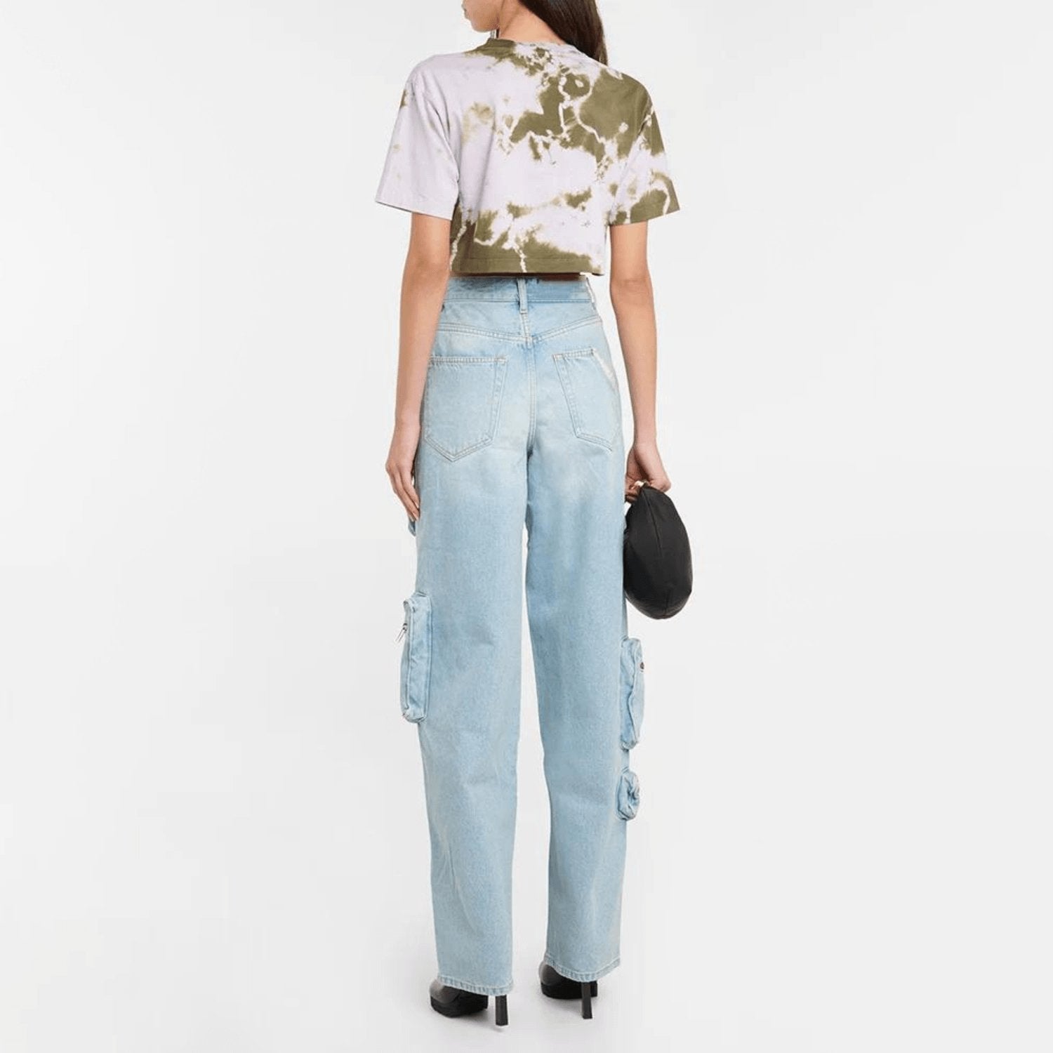 High-Waist-Cargo-Jeans mit funktionalen Taschen