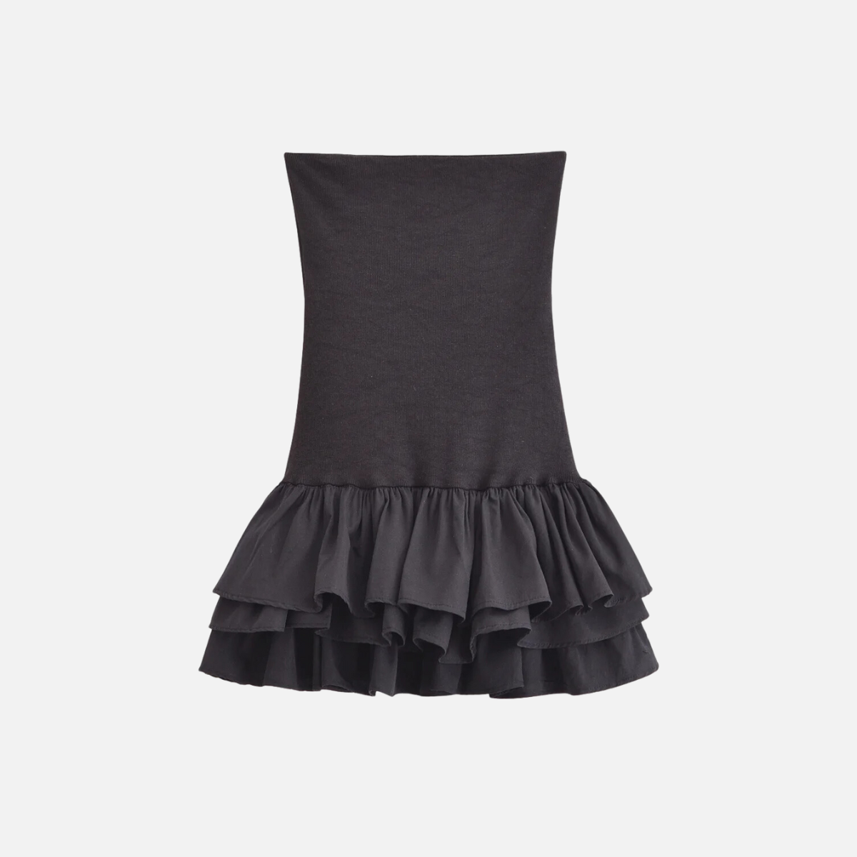 Kurzes Bandeau-Kleid mit Rüschensaum und elastischem Stoff