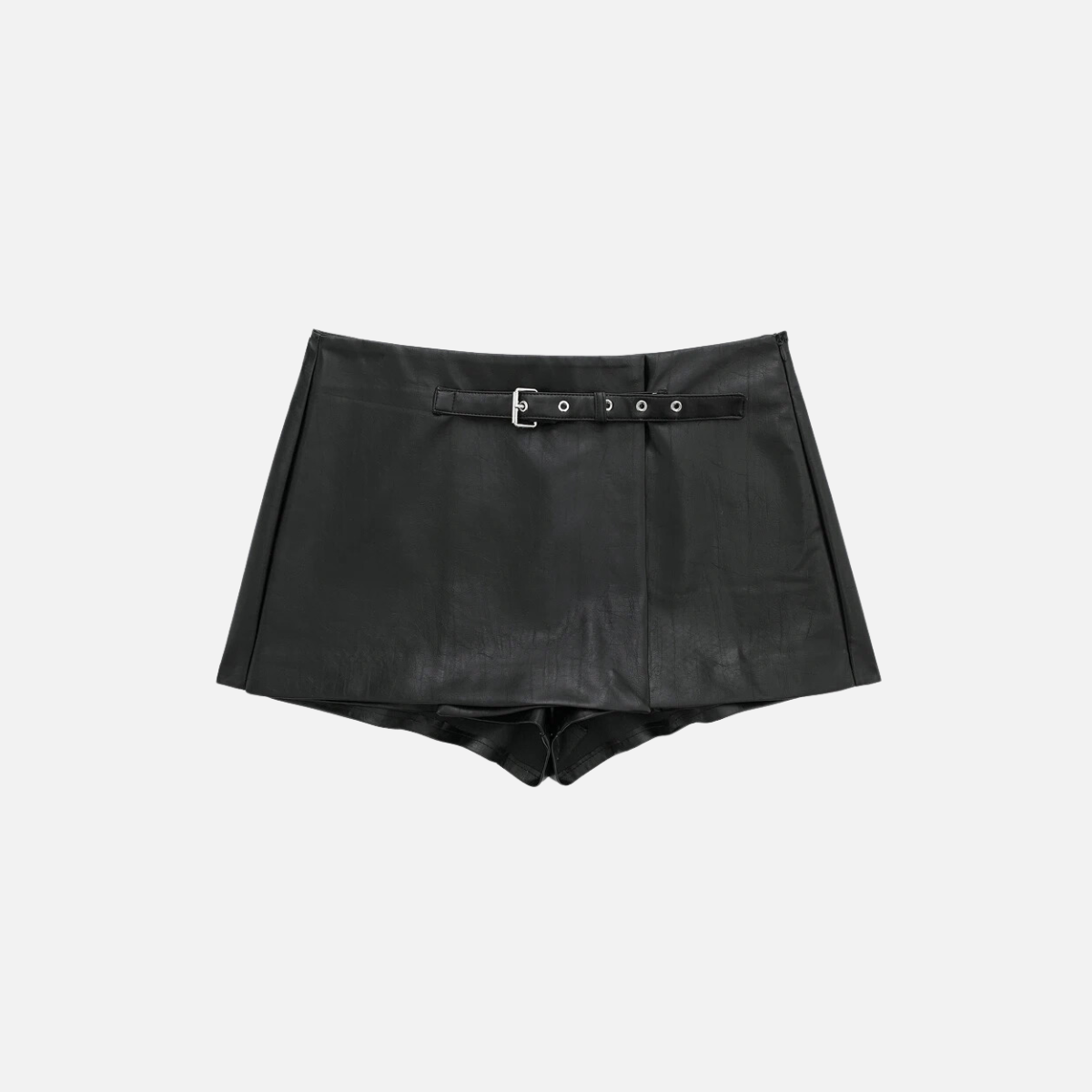 High-Waist-Shortsrock aus Kunstleder mit klassischem Schnitt und Frontdetail