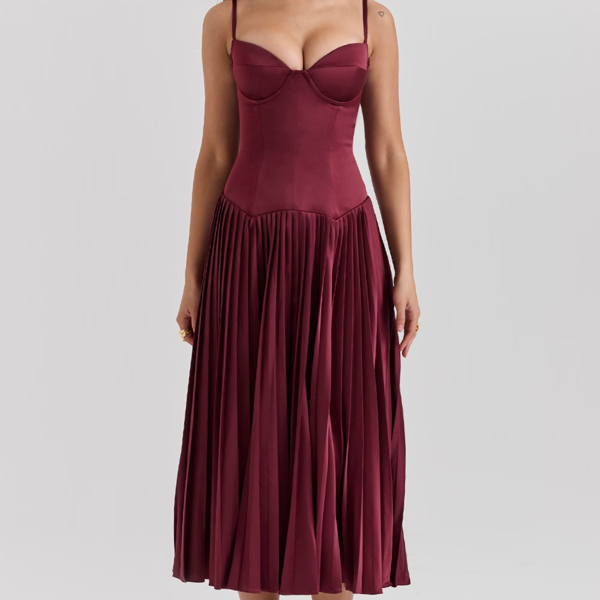 Elegantes Satin-Stretch-Kleid mit Bügelcups und Korsett-Taille