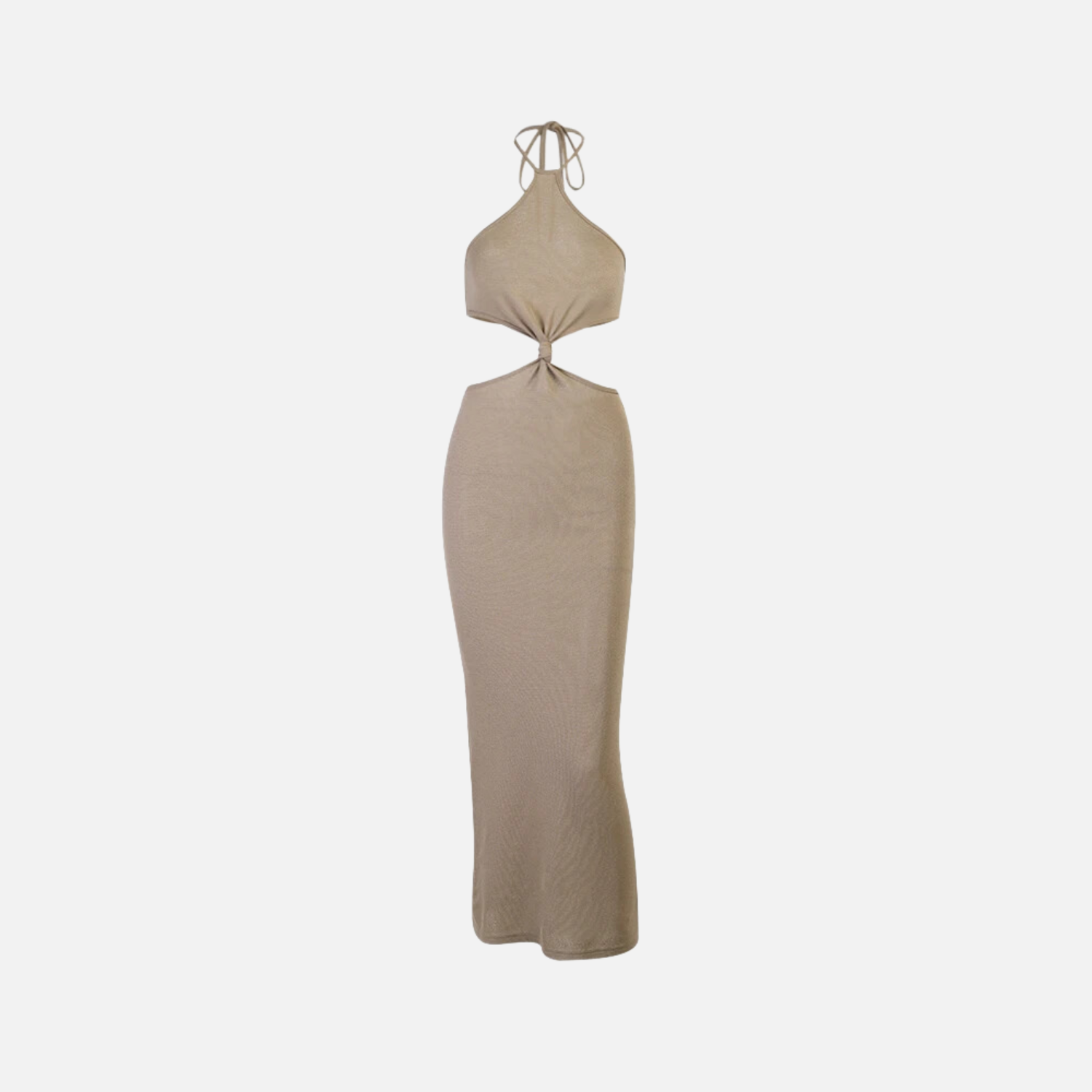 Langes Neckholder-Kleid mit Knotendetail vorne