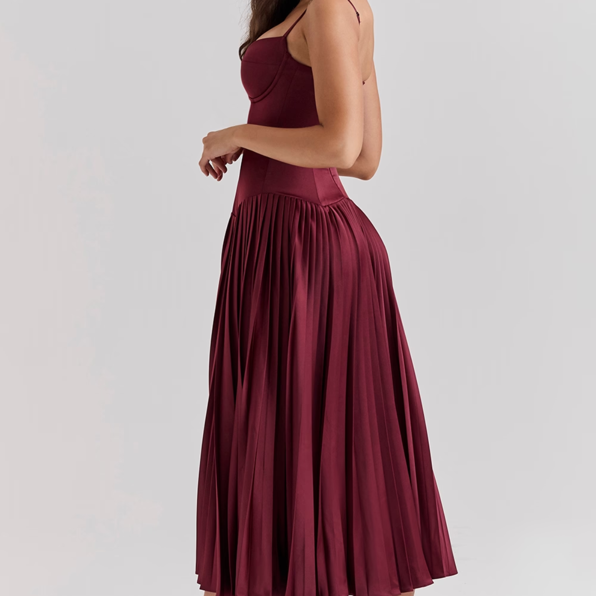 Elegantes Satin-Stretch-Kleid mit Bügelcups und Korsett-Taille