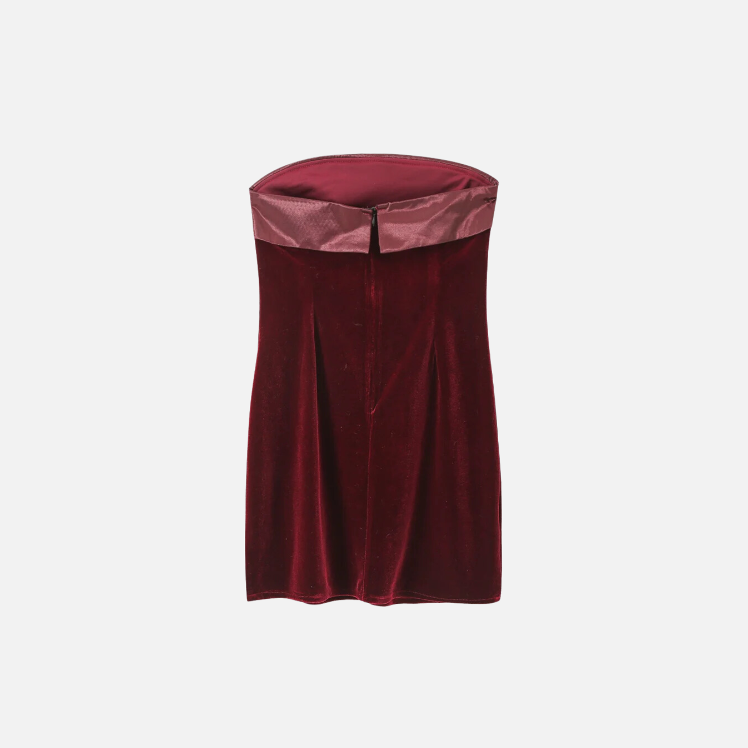 Schulterloses Samtkleid mit modernen Satin-Details