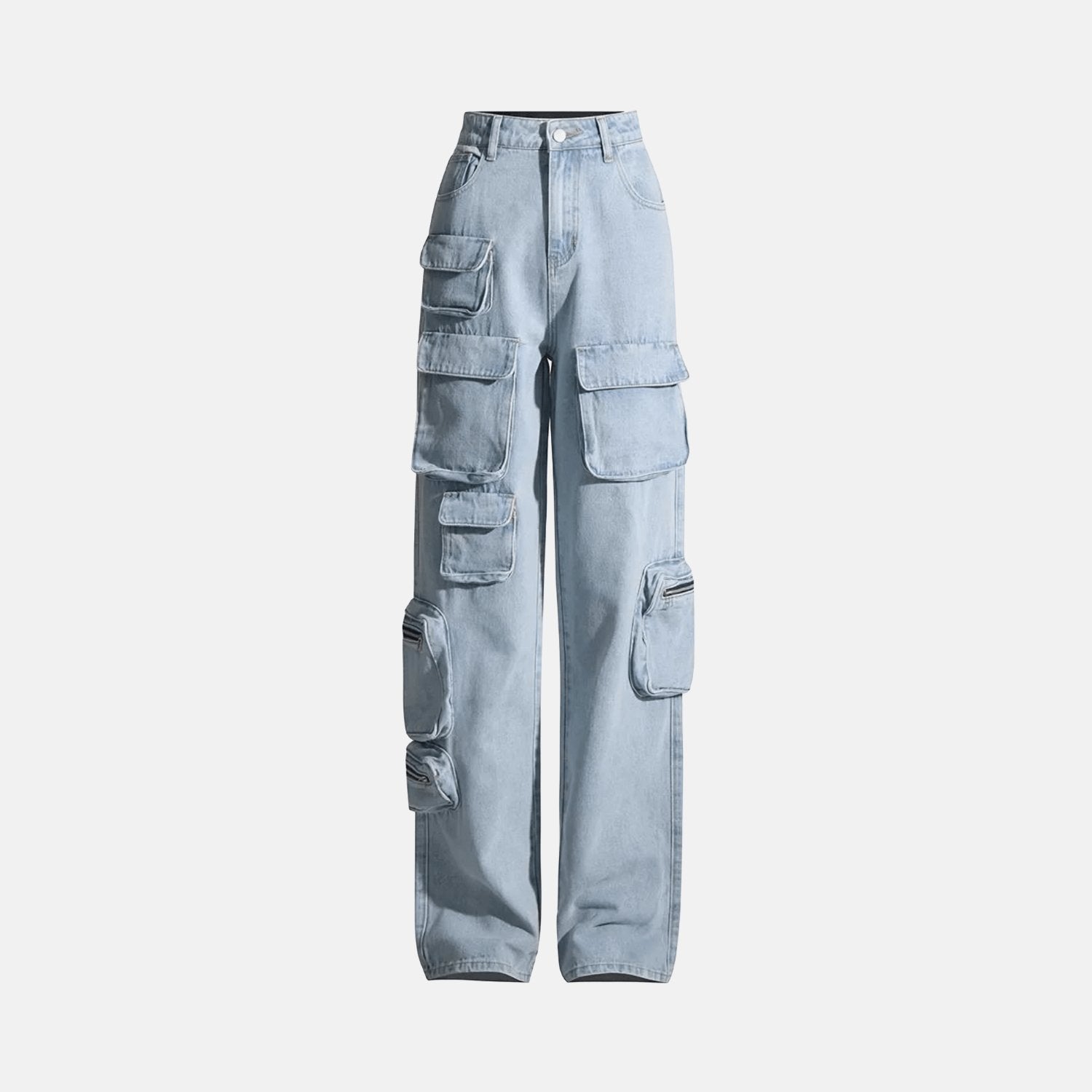 High-Waist-Cargo-Jeans mit funktionalen Taschen