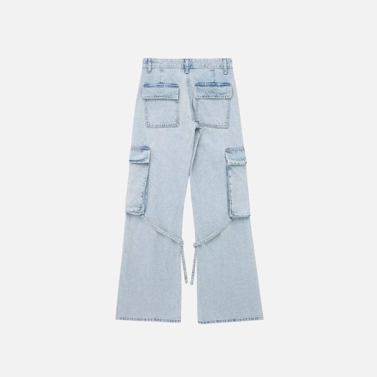 Mid-Waist-Jeans mit Fronttaschen, Patch-Taschen an den Beinen und am Rücken