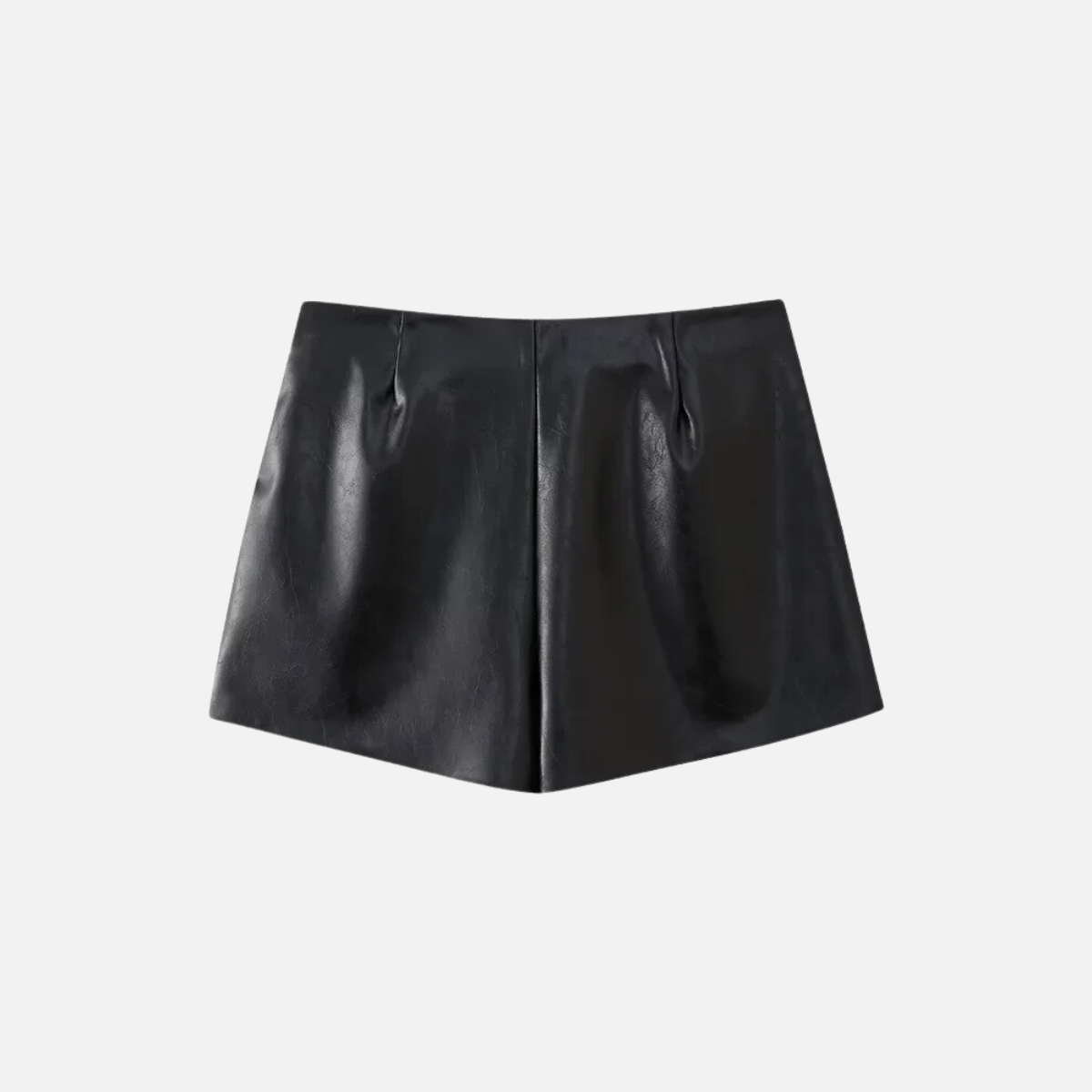 High-Waist-Leder-Shortsrock mit klassischem Schnitt und Front-Detail